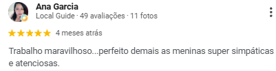 Avaliação de Ana Garcia no Google sobre a WS Esmalteria
